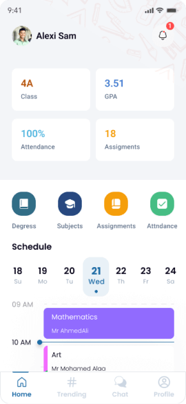 Home Page student app